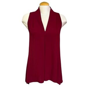 Dark Red Spense Women's Tank Top Blouse with Deep V Neck - Size Medium